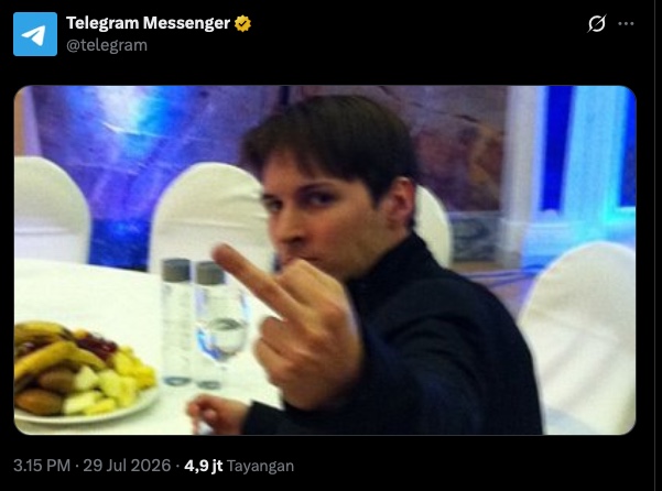 CEO Telegram Dicap Teroris oleh Rusia, Balas dengan Upload Foto Pose Jari Tengah