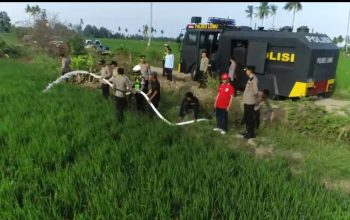 Sawah Kekeringan, Polres Luwu Kerahkan Water Cannon Demi Selamatkan Petani dari Gagal Panen
