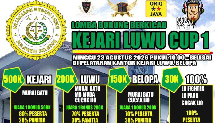 Kajari Luwu Cup I Siap Meriahkan HUT ke-81 RI, 34 Kelas Burung Berkicau Dipertandingkan