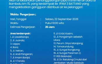 Perumda TM Palopo Tangani Pipa Air Baku, Distribusi di 18 Wilayah Terganggu hingga 20 Jam Perumda TM Palopo Tangani Pipa Air Baku, Distribusi di 18 Wilayah Terganggu hingga 20 Jam