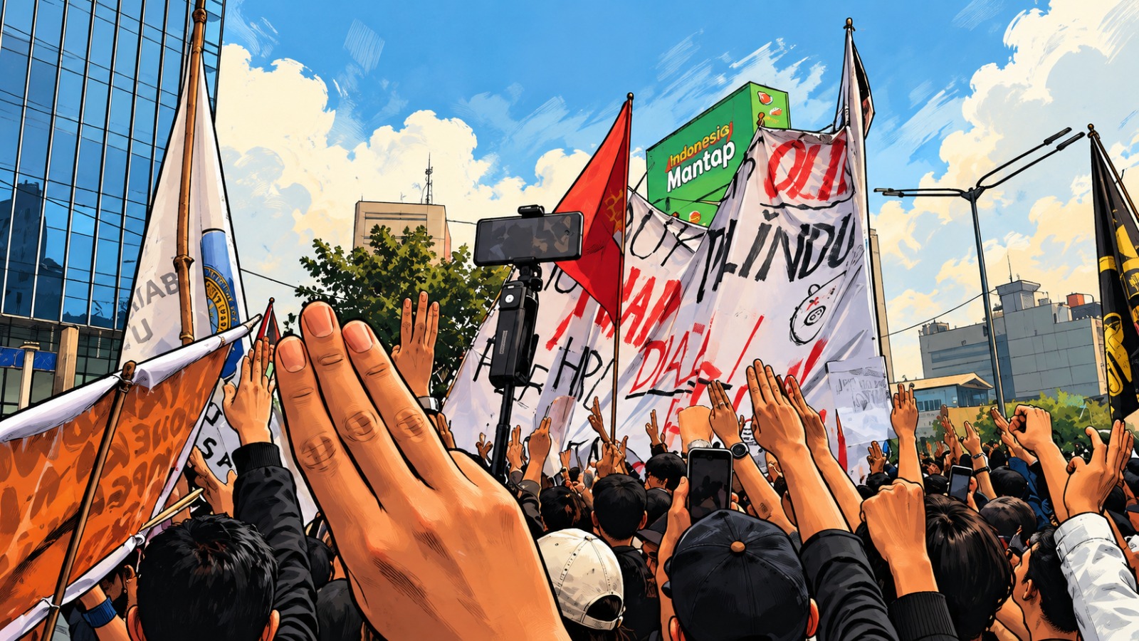 Viral Salam Tiga Jari saat Demo, Ternyata Ini Maknanya